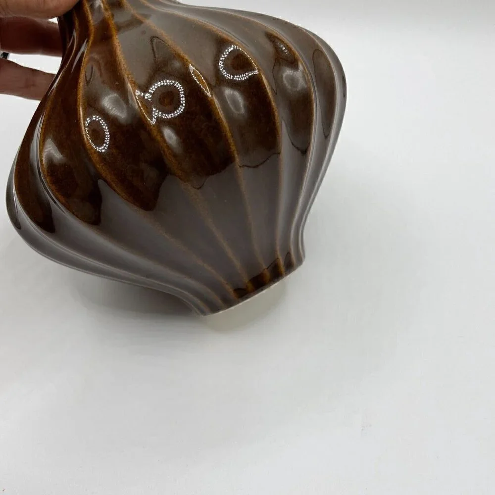 Jonathan Adler Pot Au Porter Original Collection Brown Glazed Ribbed Round Vase